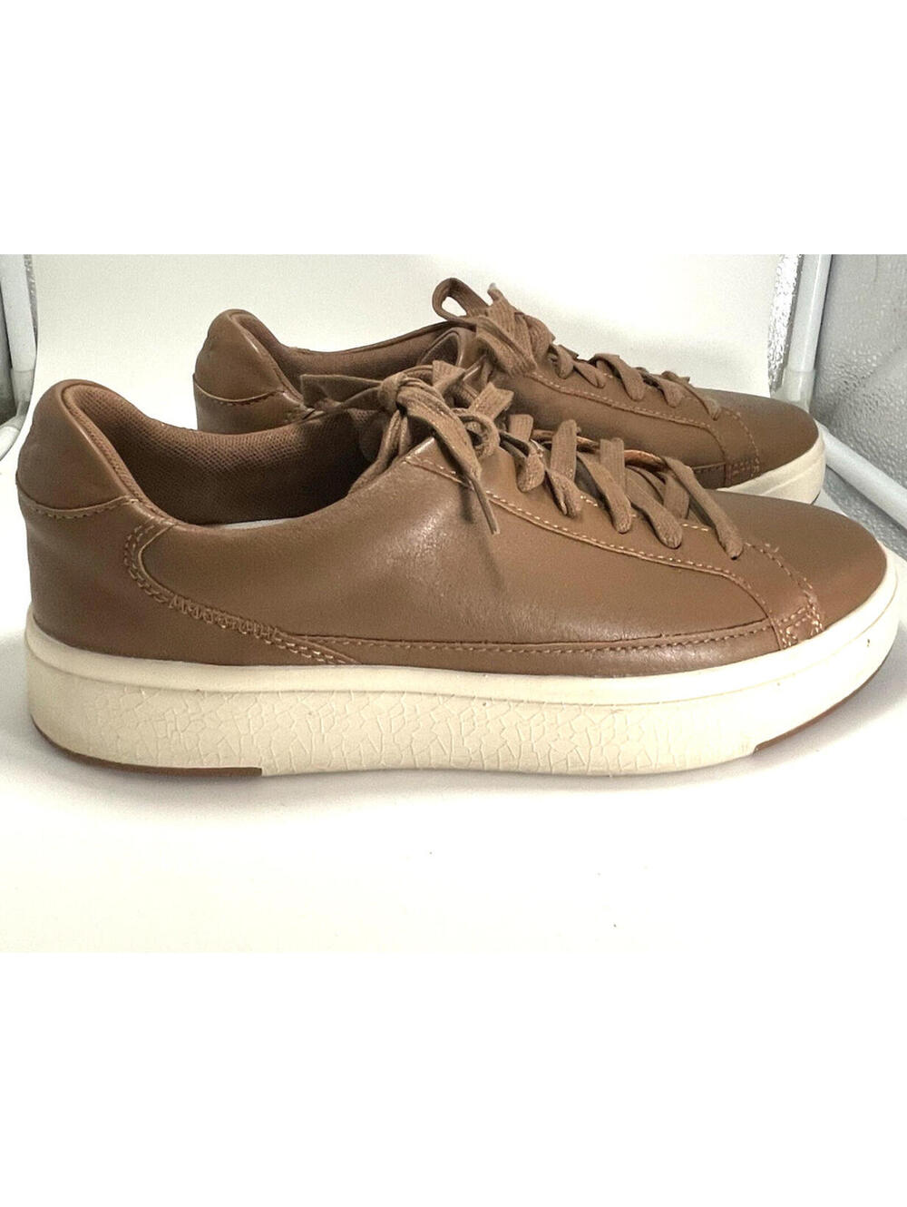 Kizik Vegas Cognac Brown Leather Hands Free Lace Sneaker Loafers Men’s 7.5 Wms 9 - Picture 3 of 7